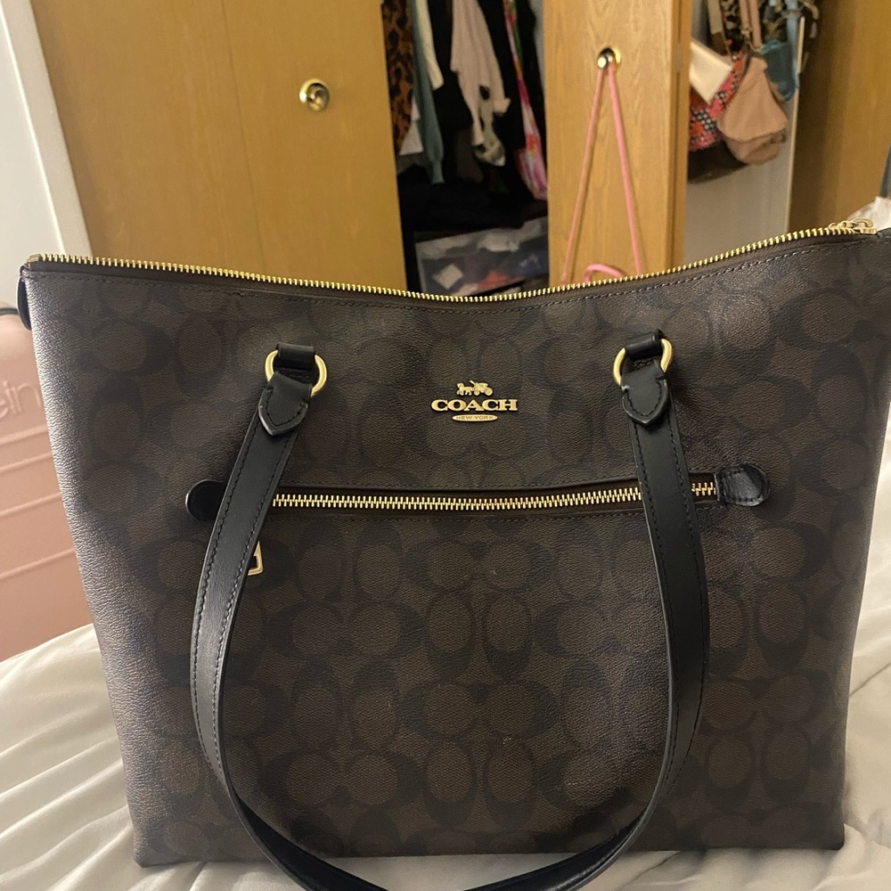 Coach Signature Brown and Black Tote Bag